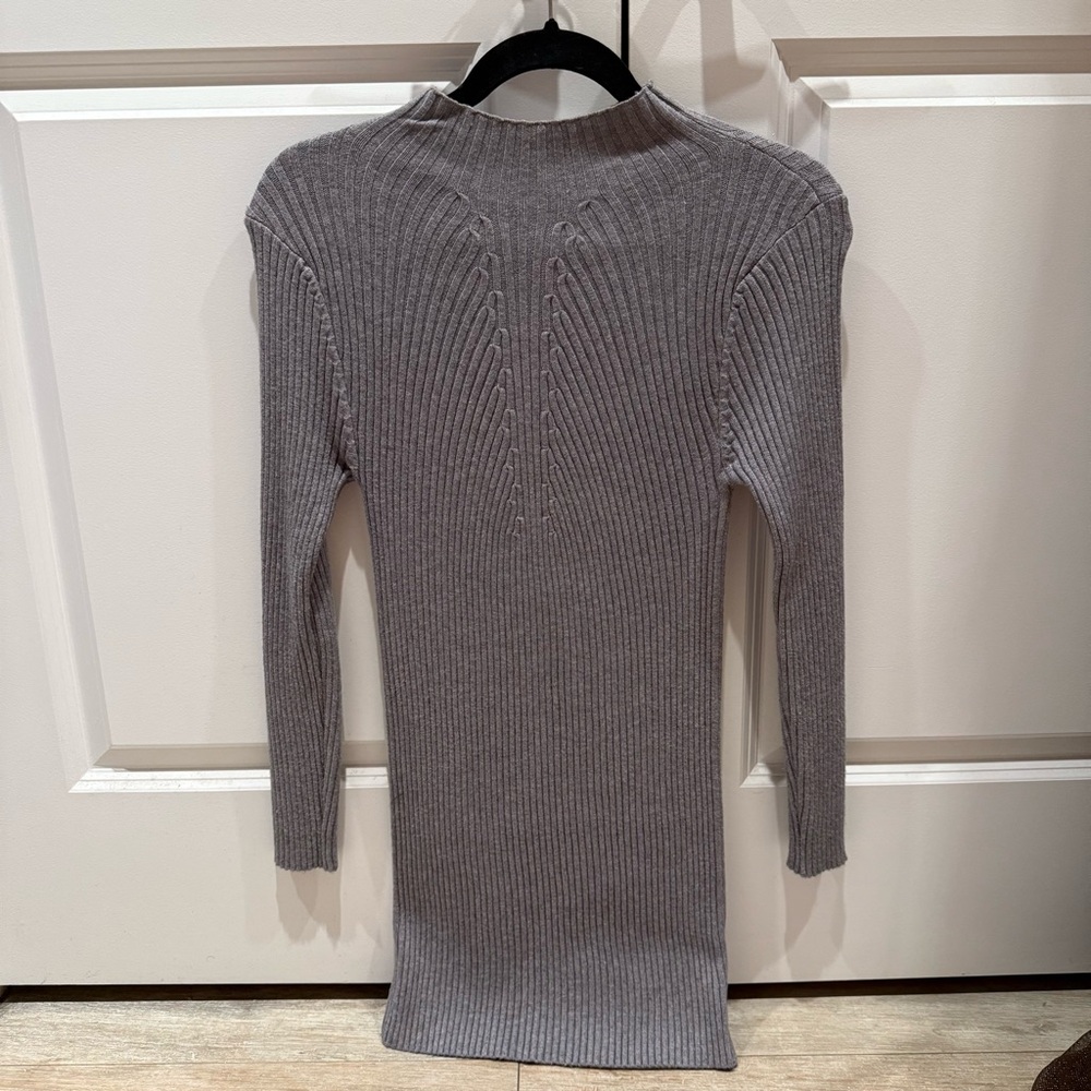 Gray Ribbed Sweater Dress - Picture 1 of 1